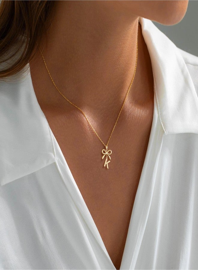 JIAOGE Easter Gifts for Kids - Bow Necklace for Girls Gifts for Girls K Initial Necklaces for Women Gold Necklace for Women Initial Necklaces Gift for Teenage Girl Teen Girl Gift Trendy Stuff - Image 3