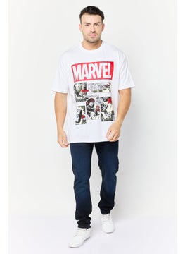 MARVEL Men Crew Neck Short  Sleeves Graphic Print T-Shirt, White  - Image 3