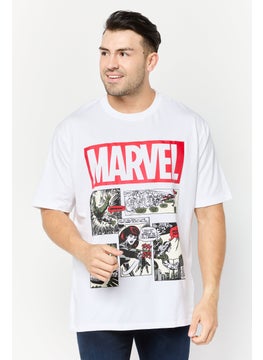 MARVEL Men Crew Neck Short  Sleeves Graphic Print T-Shirt, White  - Image 1
