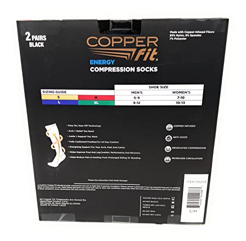 Copper Fit Unisex Compression Sock, Choose Size and Pairs (2, Small / Medium) - Image 2