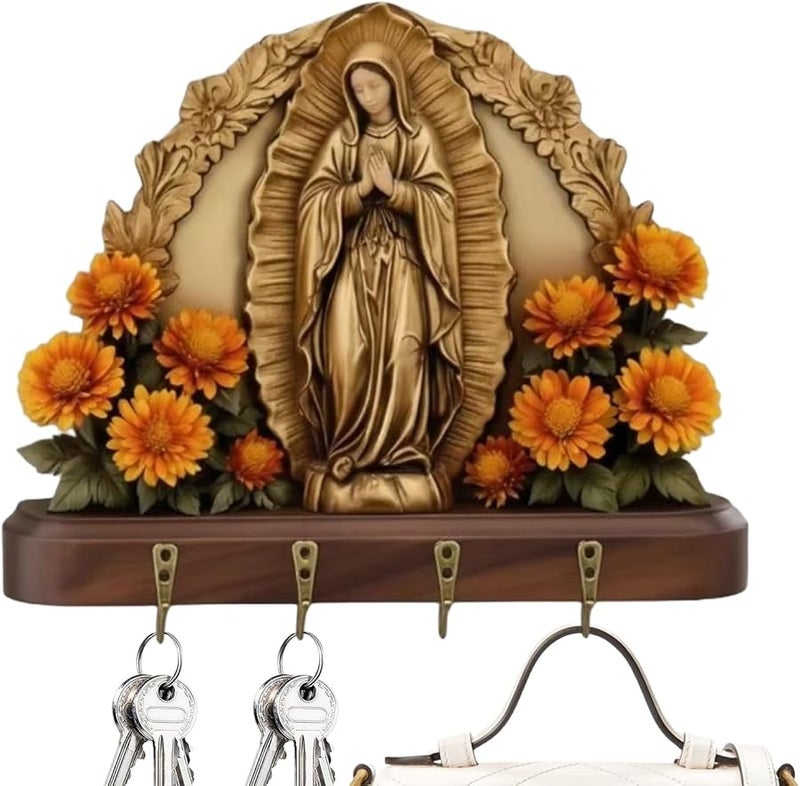 حامل مفاتيح مسيحي مع 4 خطاطيف للمدخل غرفة المعيشة غرفة النوم المطبخ - Image 2