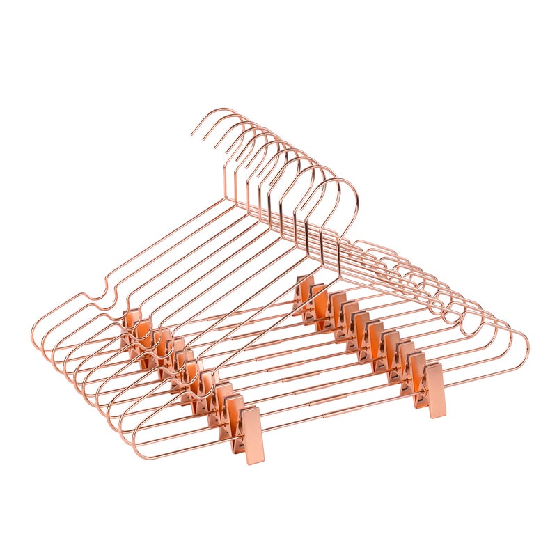 Koobay 10Pack Koobay 16.5" Metal Hook Wire Rose Gold Copper Hangers with Clips Clothes Stroage Coat Hangers - Image 1