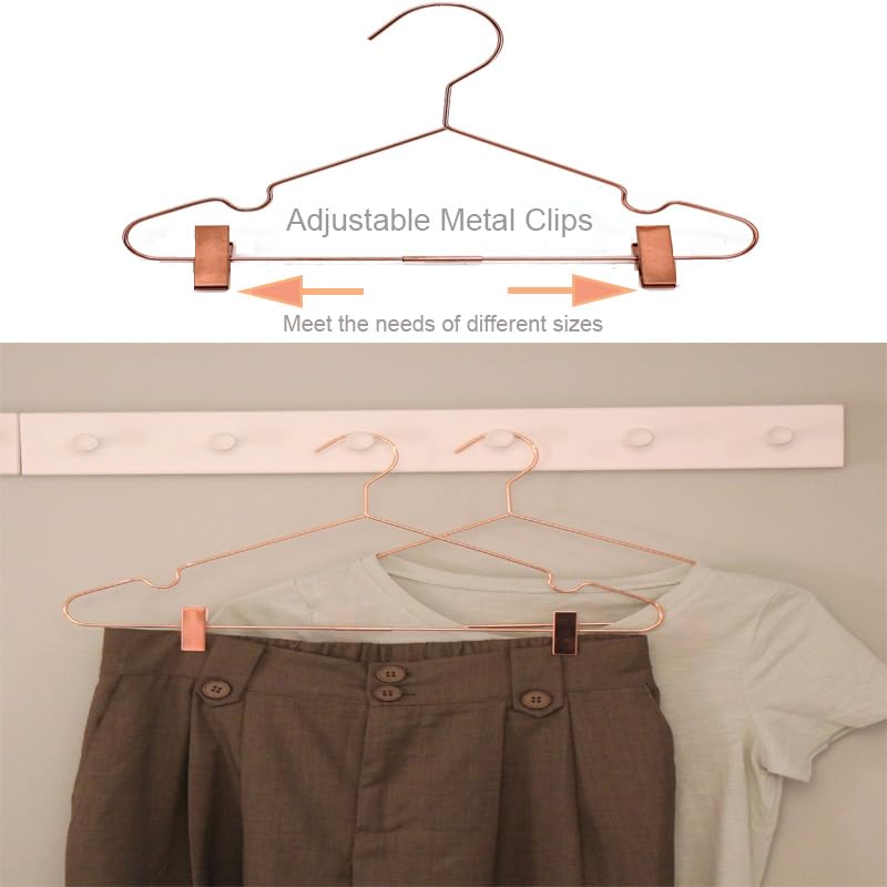 Koobay 10Pack Koobay 16.5" Metal Hook Wire Rose Gold Copper Hangers with Clips Clothes Stroage Coat Hangers - Image 3