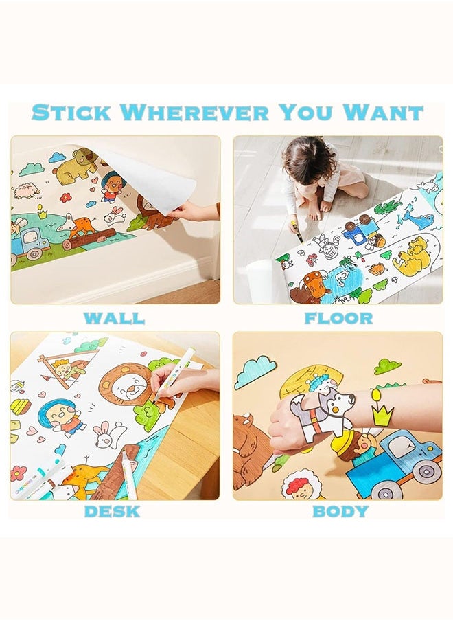 yumee Children's Drawing Paper Roll - 3M*30cm/118* 12Inch Jumbo Coloring Poster for Kids, Sticky Back DIY Art Paper for Walls/Tables (Perfect for Classrooms, Birthdays & Home Creativity)  - Image 4