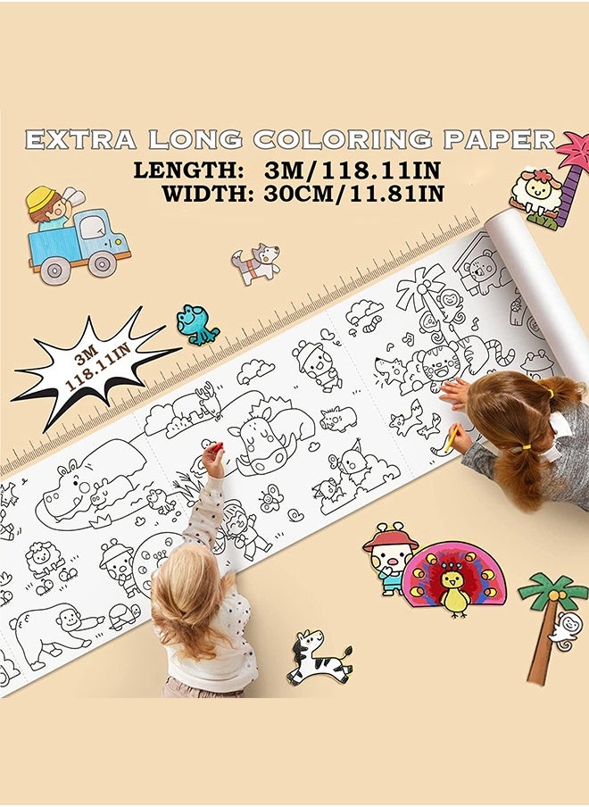 yumee Children's Drawing Paper Roll - 3M*30cm/118* 12Inch Jumbo Coloring Poster for Kids, Sticky Back DIY Art Paper for Walls/Tables (Perfect for Classrooms, Birthdays & Home Creativity)  - Image 2