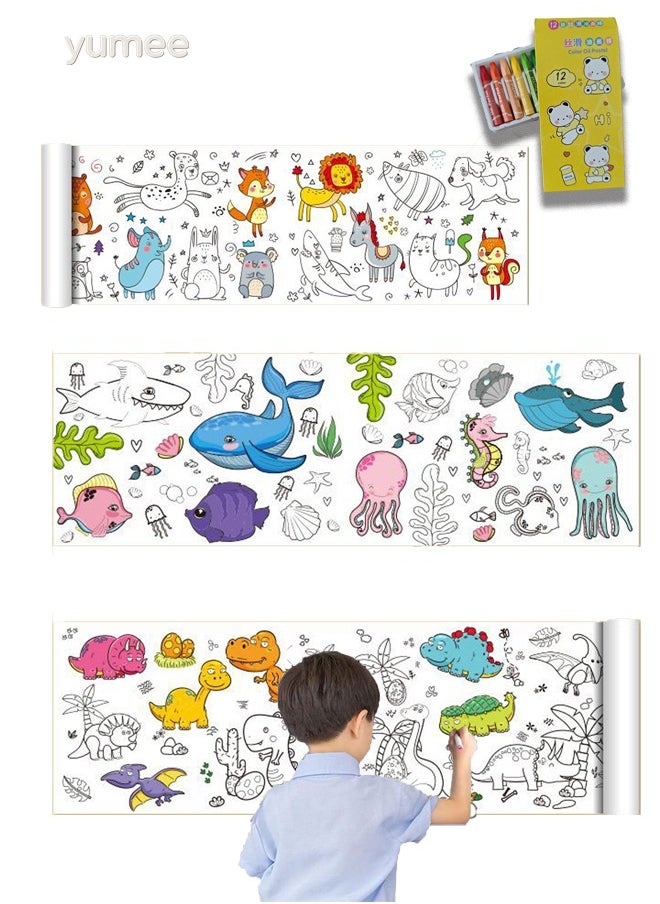 yumee Children's Drawing Paper Roll - 3M*30cm/118* 12Inch Jumbo Coloring Poster for Kids, Sticky Back DIY Art Paper for Walls/Tables (Perfect for Classrooms, Birthdays & Home Creativity)  - Image 1