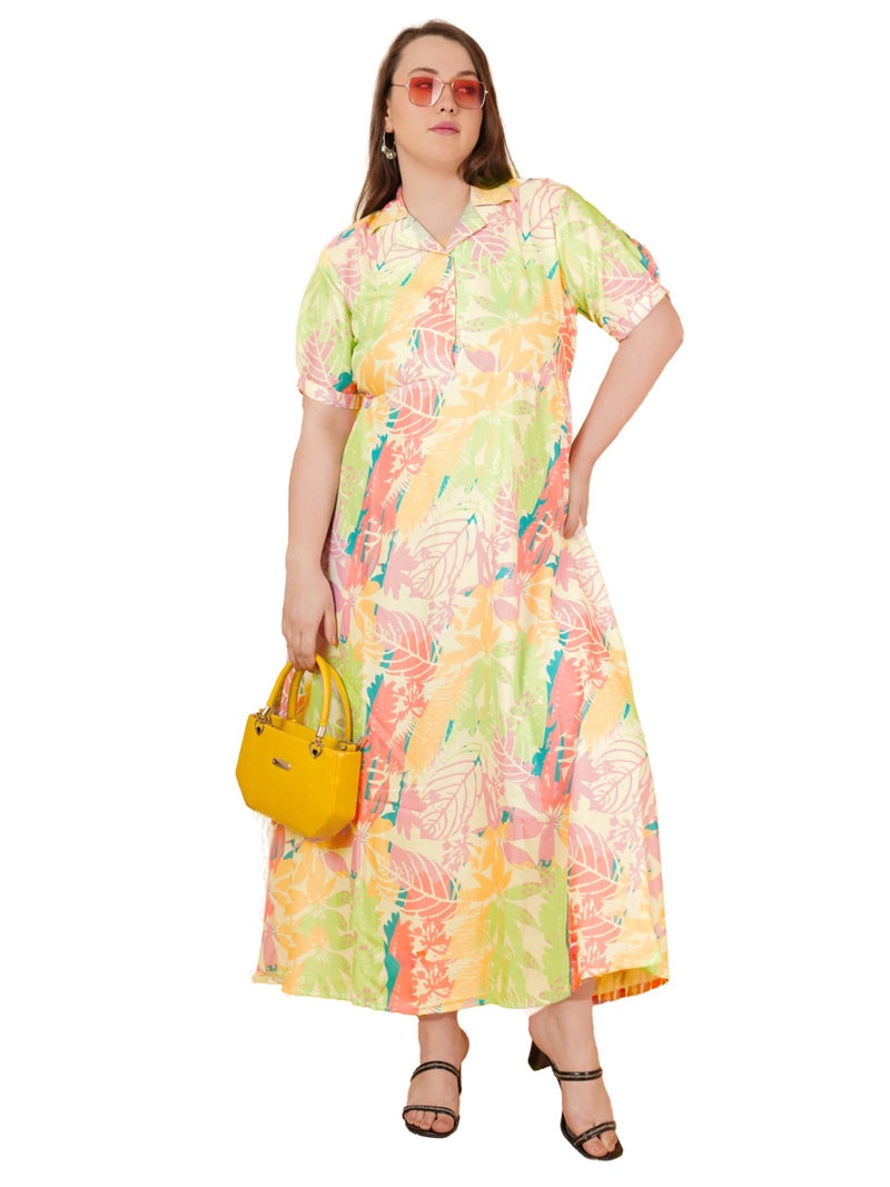 Indietoga Women's Plus Size Rayon Long Maxi Dress (P10001599_Multicolour Floral Print_3XL) - Image 1