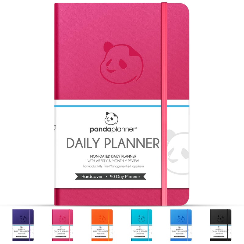 Panda Planner Classic Daily Planner 2026 â€“ A5 Undated Daily Productivity & Quarterly Planner with Hourly Schedule, To Do List, Daily Journal, Goal Planner, Habit Tracker & Gratitude Organizer for Focus â€“ Raspberry - Image 1