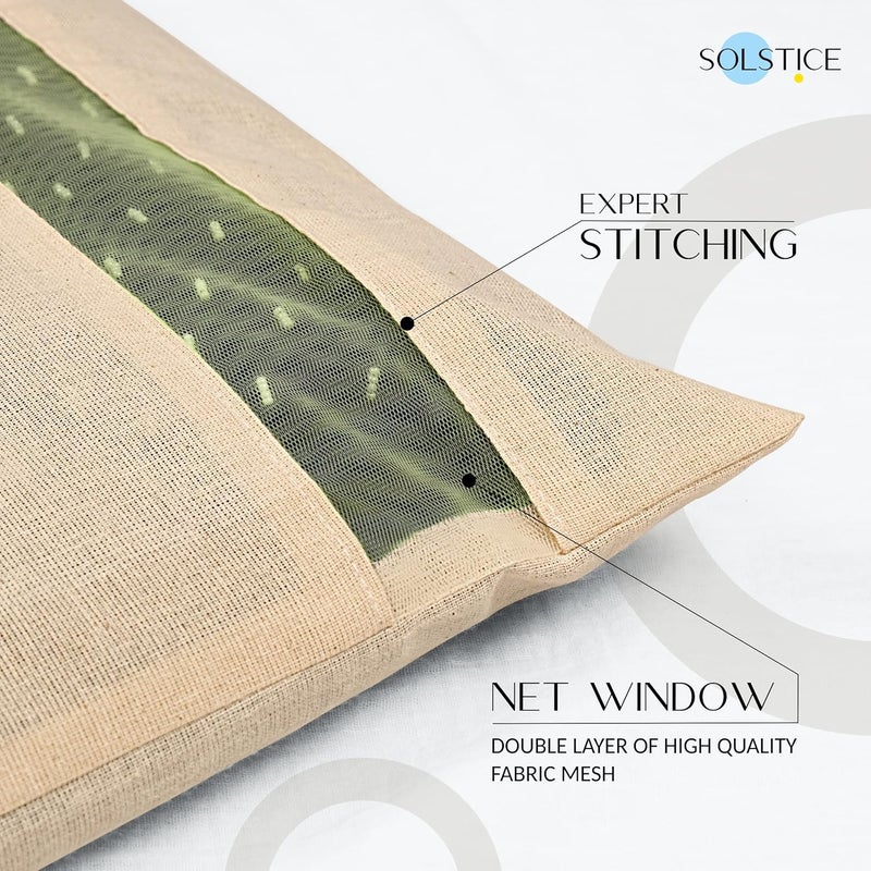 Solstice حقائب/أغطية ساري قطنية للتخزين بحجم كبير مفرد (16 × 14 بوصة) مع إغلاق بسحاب لحقائب الملابس ومنظم خزانة مع نافذة شبكية شفافة مجموعة من (24) ، بني - Image 4