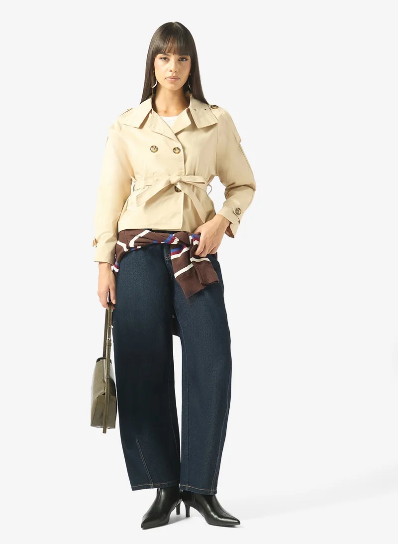 Ginger  Funnel Neck Belted Trench Jacket for Women | Best Price UAE