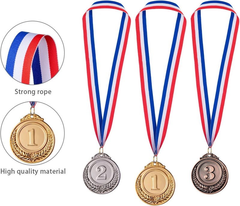 favide 24 Pieces Gold Silver Bronze Award Medals-Winner Medals Gold Silver Bronze Prizes for Competitions, Party,Olympic Style, 2 Inches - Image 4