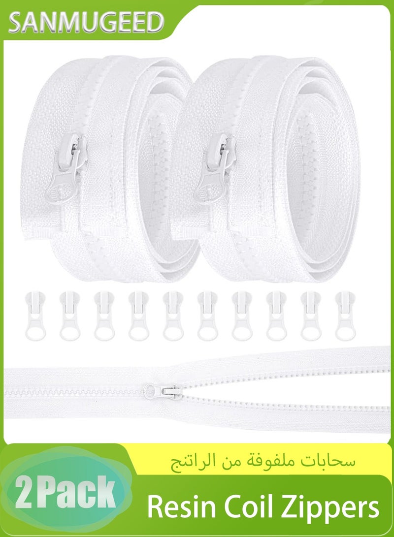 سانموجيد عدد 2 قطعة من السحابات الملفوفة من الراتنج، سحابات راتنج رقم 5 راتنج مفتوحة النهايات مع 5 قطع سحاب، سحابات قوية 65 سم/25.6 بوصة للخياطة بأحجام متنوعة، خياطة الملابس والحقائب والخياطة واللوازم الحرفية - Image 1