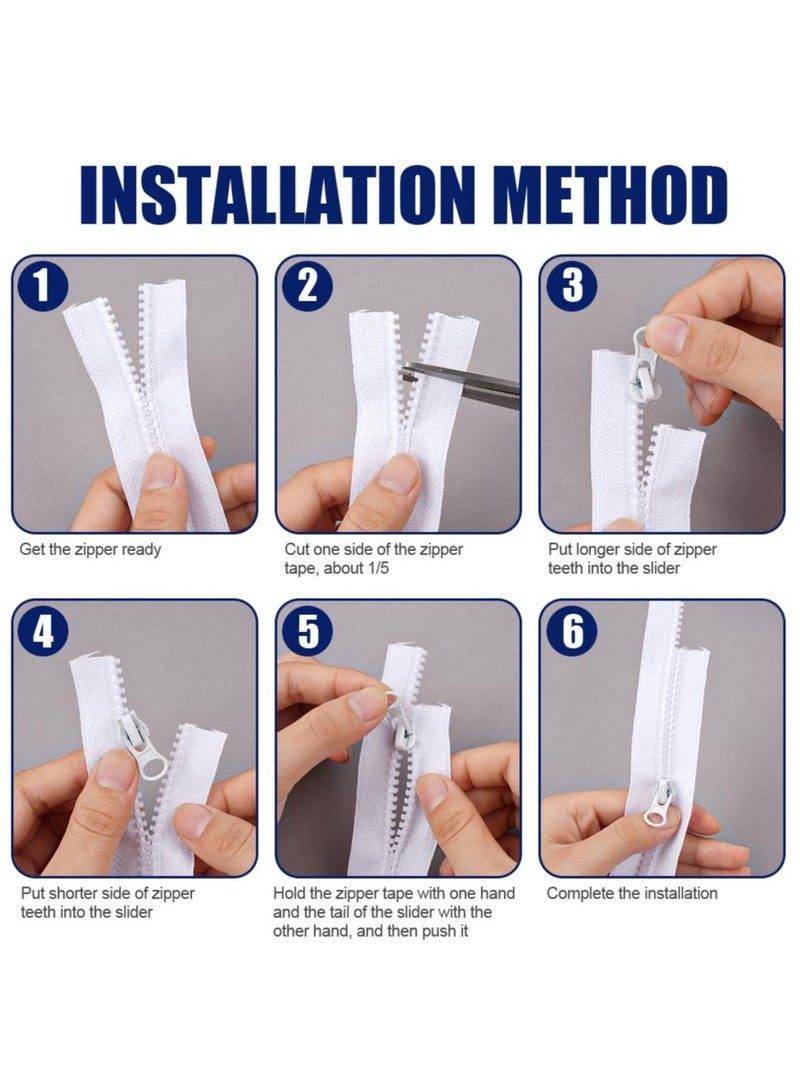 سانموجيد عدد 2 قطعة من السحابات الملفوفة من الراتنج، سحابات راتنج رقم 5 راتنج مفتوحة النهايات مع 5 قطع سحاب، سحابات قوية 65 سم/25.6 بوصة للخياطة بأحجام متنوعة، خياطة الملابس والحقائب والخياطة واللوازم الحرفية - Image 5