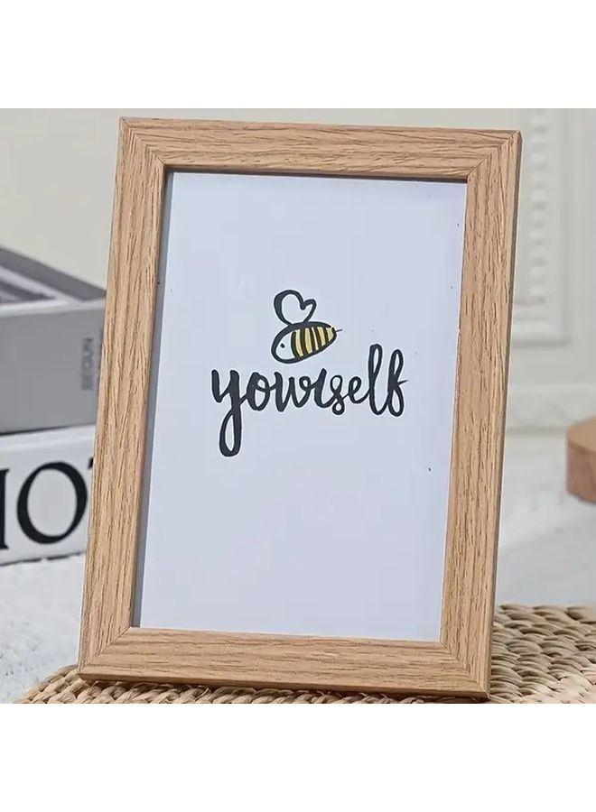 1pc Modern Minimalist 6x4 Inch Artificial Wood Photo Frame Dark Coffee Color Horizontal Rectangular Tabletop Display Frame For Home Decor Office Or Wall Mounting - Image 2