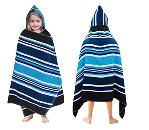 ORIGINAL KIDS Hooded Bath Towel Wrap 100 Cotton Terry Large Oversized Hooded Kids Towel Toddler Shower Pool Beach Towel Super Soft Plush Absorbent Quick Dry Easy Care Gift 30x60 Stripes Blue