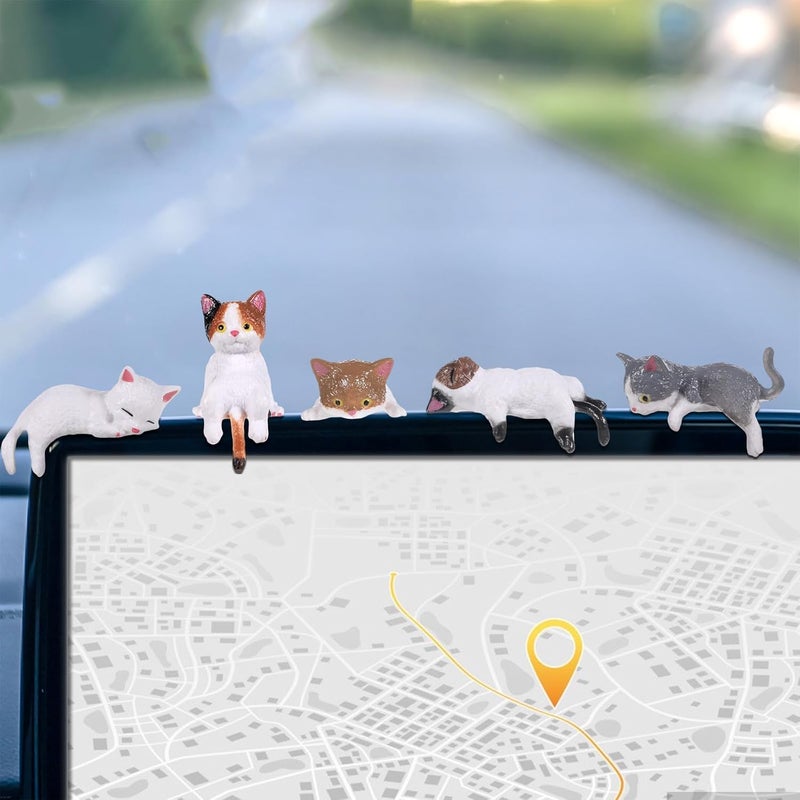 Tucnoeu 5pcs Cute Cat Figurines for Computer Monitor and Car Decor - Image 1
