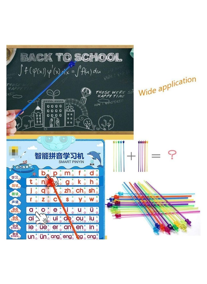 Y&D - 10 Hand Teaching Pointer Mini Resin Color Drawn Book Stick Teacher Whip - Image 1