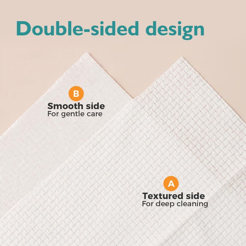 UNIMADE Face Towels, 100 Count Disposable Face Towelette for Washing Face, Skincare, Ultra Soft Facial Towel for Sensitive Skin, Lint-free Makeup Remover Dry Wipes - 2 Box - Image 2