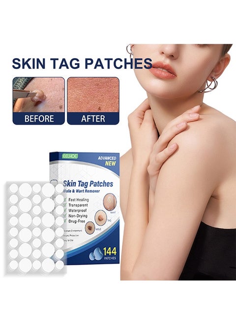 Skin Tag Patches Mole & Wart Remover, 144 Patches Patch Design, Clean, Care, And Tender Skin, Painless, Easy To Use, Effective For Removing Warts, Flesh Moles, And Black Nevi, Suitable For Face And Body, Skin Label Remover