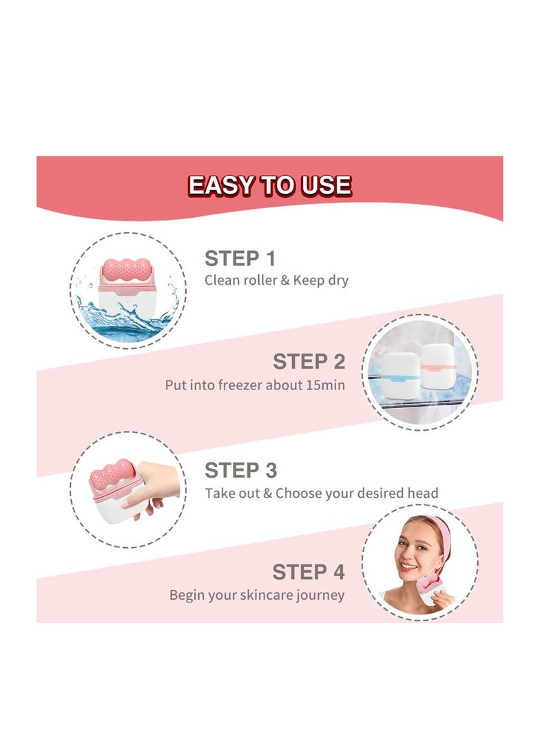 ECVV 2 في 1 أسطوانة ثلج للوجه والعينين والجسم - رؤوس تدليك على شكل W و V، تقلل المسام، علاج بارد، قابلة لإعادة الاستخدام، تعمل على استرخاء البشرة، ترفع وتشدد لمكافحة الانتفاخ - Image 5