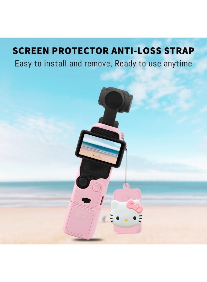 غطاء سيليكون لجهاز DJI Osmo Pocket 3، جراب واقٍ للعدسة، مقاوم للخدش، متوافق مع DJI OSMO Pocket 3 Creator، خفيف الوزن، ملحقات كومبو، لون وردي - Image 3