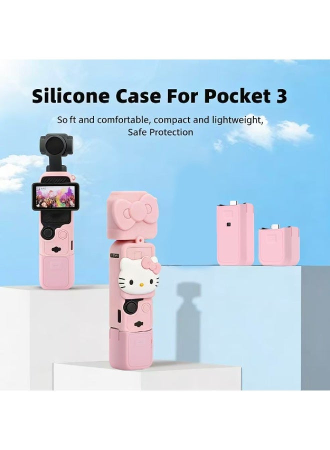 غطاء سيليكون لجهاز DJI Osmo Pocket 3، جراب واقٍ للعدسة، مقاوم للخدش، متوافق مع DJI OSMO Pocket 3 Creator، خفيف الوزن، ملحقات كومبو، لون وردي - Image 2