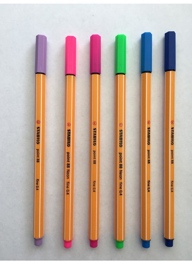 STABILO Point 88 Fineliner Felt Tip Pen Set of 6 