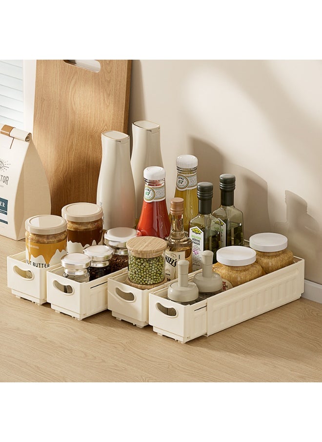 Generic 2-piece retractable cabinet storage box drawer desktop snack sundry kitchen finishing box deep cabinet right-angle storage box  - Image 2