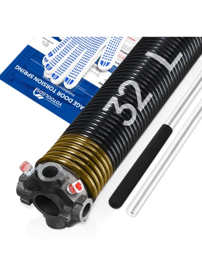 YoToolGDS Left Hand Wind（Black Cone）2" Garage Door Torsion Spring with Non-Slip Winding Bars & Gloves, High Precision Electrophoresis Black Coated, for Replacement, MIN 16,000 Cycles (0.250x2''x32'') - Image 1