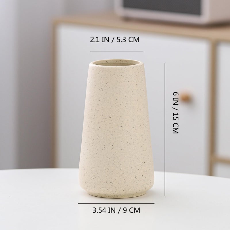 HUBUISH Beige Vase - Beige Ceramic Vase, 6â€œ Neutral vase Home Decor, Boho Off White Cream Vases for Flower, Minimalist Modern Ivory vases for Centerpieces, Room Decor, Living Room, Bedroom or Gift - Image 5