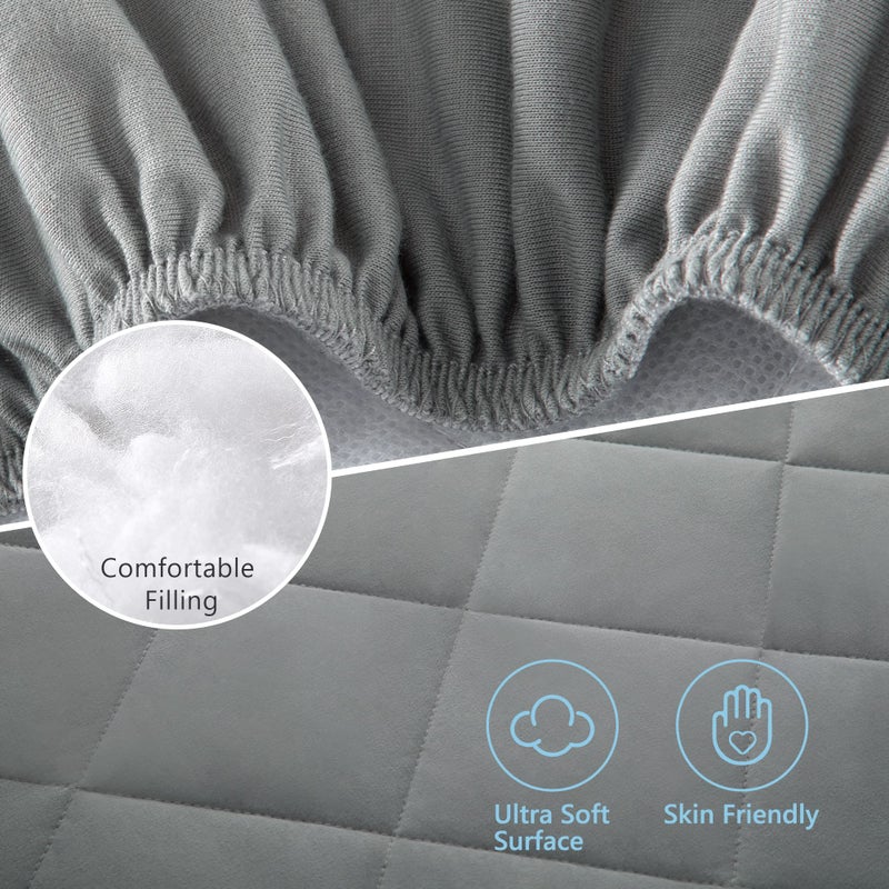 تيل يو Pack and Play Sheet - Soft Quilted Crib Cover Pad, Toddlers Mattress Protector with 1''-3'' Deep Pocket, Thick Play Yard Playpen Sheets, Breathable Fluffy Crib Mattress Pad, 39x27 - Image 4