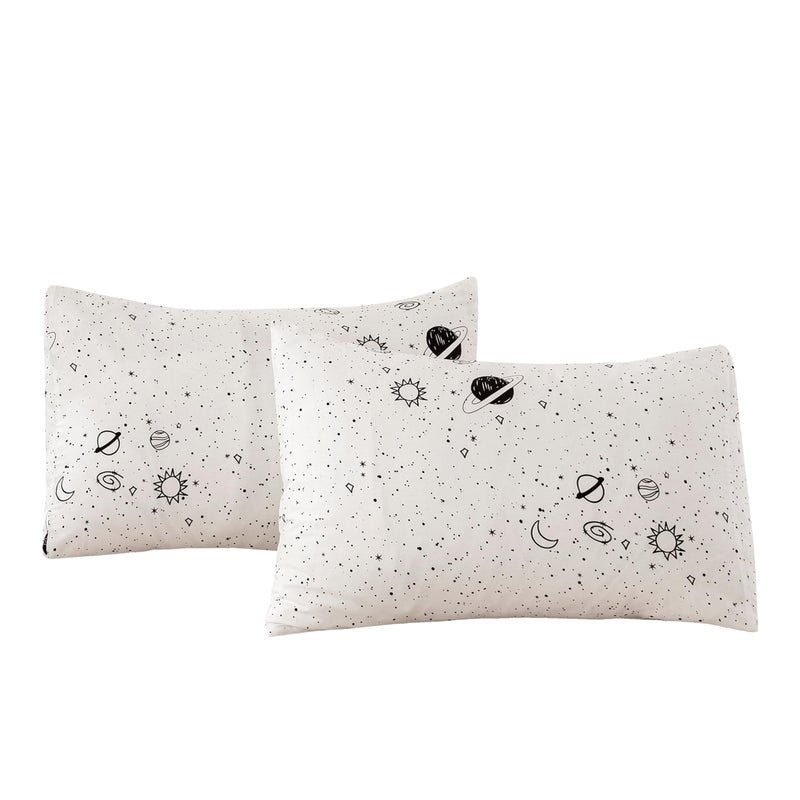 ECOCOTT 2 Pack Pillowcase Queen Size  Space Interstellar Pattern Pillow Cases Set  100% Cotton Pillow Covers with Envelope Closure (Queen  20""x30"") - Image 1