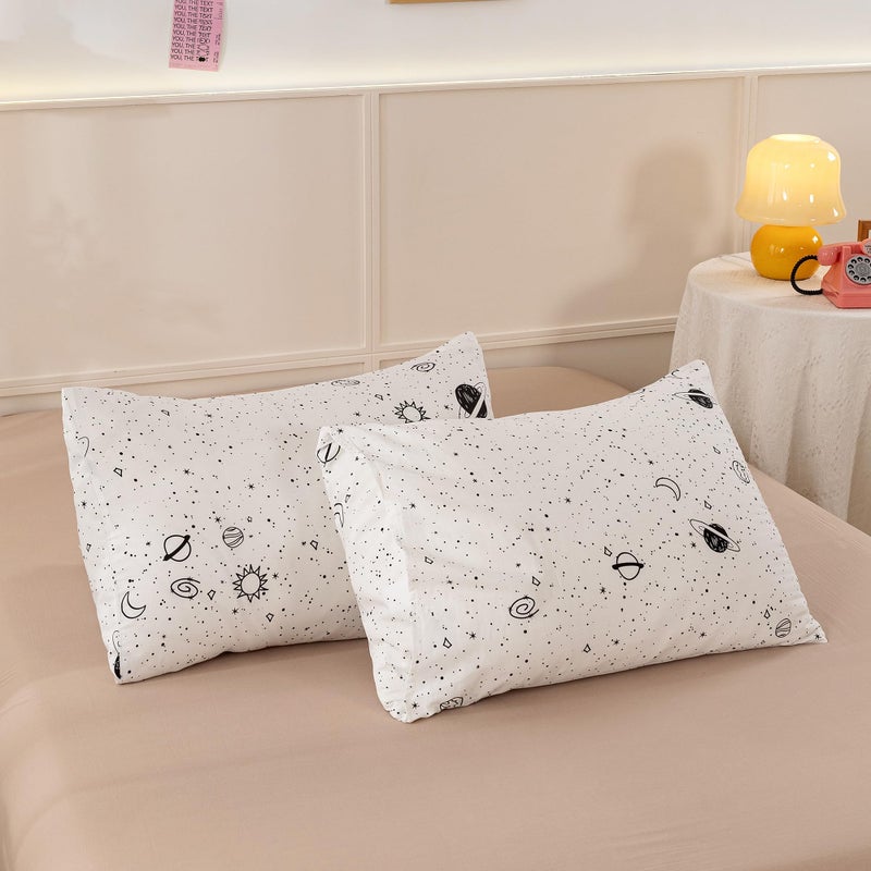 ECOCOTT 2 Pack Pillowcase Queen Size  Space Interstellar Pattern Pillow Cases Set  100% Cotton Pillow Covers with Envelope Closure (Queen  20""x30"") - Image 2