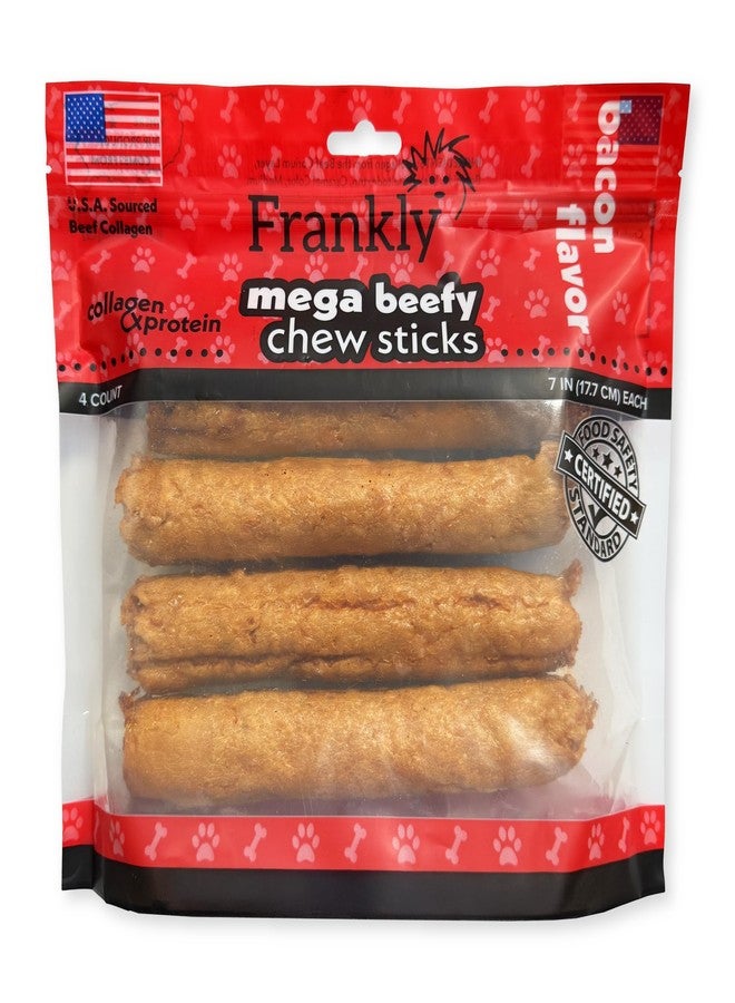 Frankly Pet Original Bacon Flavored Mega Beefy Chew Sticks for Dogs - High Protein Collegen Packed - Healthy Dog Treat - Made in The U.S.A. - 4 Count 7" Stick (8869) - Image 1