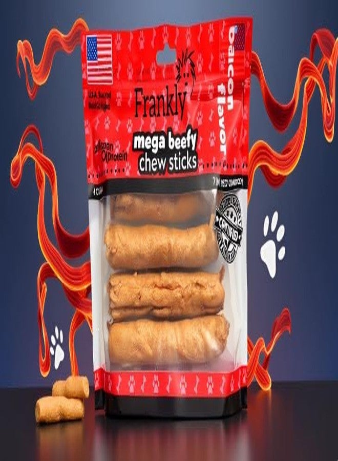 Frankly Pet Original Bacon Flavored Mega Beefy Chew Sticks for Dogs - High Protein Collegen Packed - Healthy Dog Treat - Made in The U.S.A. - 4 Count 7" Stick (8869) - Image 4
