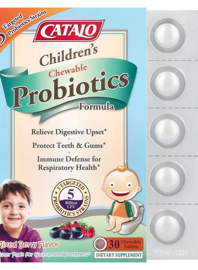 CATALO Children's Chewable Probiotics Formula Mixed Berry 5 Billion CFU 30 Chewable Tablets - Image 1