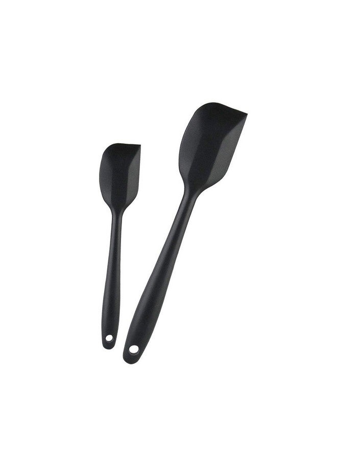 P-Plus International Silicone Spatula Set 2-pcs 446 F Heat-Resistant Baking Spoon Spatula Seamless Non-Stick Silicone Stainless Steel Core (Black(2 PCS 11"+8")) - Image 1