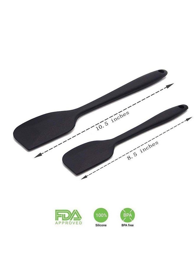 P-Plus International Silicone Spatula Set 2-pcs 446 F Heat-Resistant Baking Spoon Spatula Seamless Non-Stick Silicone Stainless Steel Core (Black(2 PCS 11"+8")) - Image 2