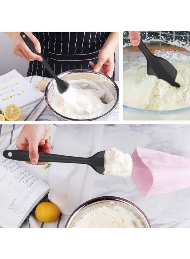 P-Plus International Silicone Spatula Set 2-pcs 446 F Heat-Resistant Baking Spoon Spatula Seamless Non-Stick Silicone Stainless Steel Core (Black(2 PCS 11"+8")) - Image 3