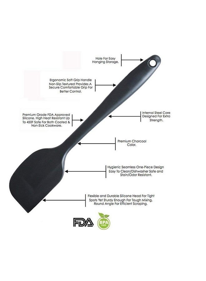 P-Plus International Silicone Spatula Set 2-pcs 446 F Heat-Resistant Baking Spoon Spatula Seamless Non-Stick Silicone Stainless Steel Core (Black(2 PCS 11"+8")) - Image 5