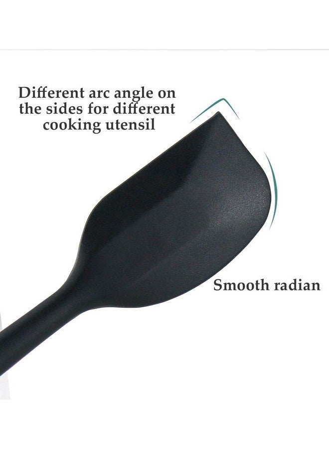 P-Plus International Silicone Spatula Set 2-pcs 446 F Heat-Resistant Baking Spoon Spatula Seamless Non-Stick Silicone Stainless Steel Core (Black(2 PCS 11"+8")) - Image 4