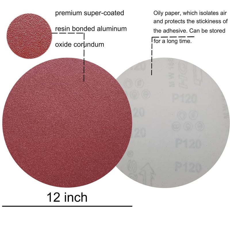 SACKORANGE 18 PCS 12" PSA Sanding Discs - 3 Each of 80, 100, 120, 180, 240, 400 Grit - 12 Inch Sandpaper Discs with PSA Self Adhesive for Drywall, Floor, Woodworking, Auto for Power Sander - Image 3