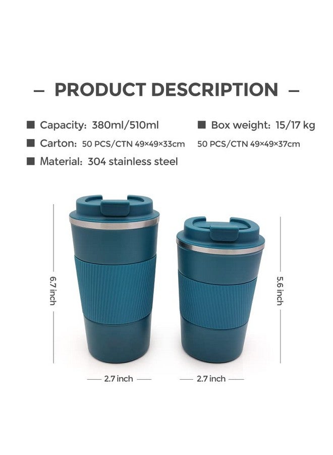 Wosta Travel Mug, Insulated Coffee Cup with Leakproof Lid,Vacuum Insulation Stainless Steel Reusable for Hot Cold Coffee, Non-Slip Protective Cover, (Blue, 510 Ml & Cleaning Brush) - Image 3