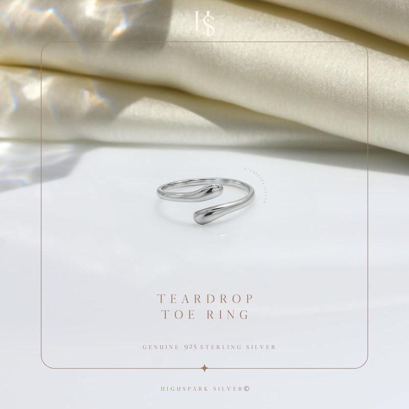 HighSpark Silver Toe Ring/Band Ring for Women | 92.5 Sterling Silver Adjustable Toe Rings | 1 Piece Only | Minimal & Elegant Designs - Image 3