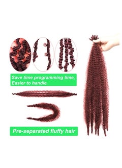 Excefore 24 Inch Springy Afro Twist Hair Natural Synthetic Hair Pre Separated Marley Twist Braiding Hair Synthetic Wrapping Hair For Soft Suitable for Women 2 Pieces Red  - Image 3