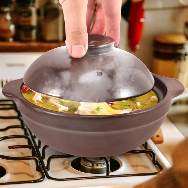 Cabilock Japanese Donabe Clay Pot with Lid, 6.5 Inch Terracotta Ceramic Casserole for Stovetop & Oven, Traditional Earthenware for Cooking Rice, Soup, Stew and Meat - Image 5