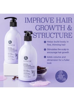 L LUSETA Luseta B-Complex Shampoo & Conditioner Set for Hair Growth and Strengthening, Routine shampoo and Conditioner for women hair loss, Biotin Shampoo and Conditioner for Thinning Hair All Types 2 x 16.9oz  - Image 3