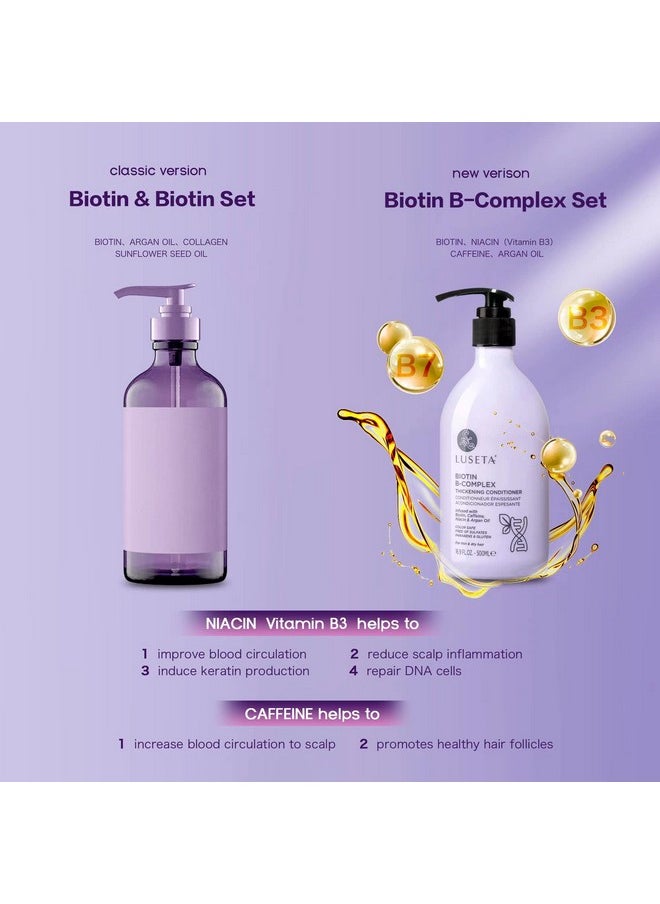 L LUSETA Luseta B-Complex Shampoo & Conditioner Set for Hair Growth and Strengthening, Routine shampoo and Conditioner for women hair loss, Biotin Shampoo and Conditioner for Thinning Hair All Types 2 x 16.9oz  - Image 2