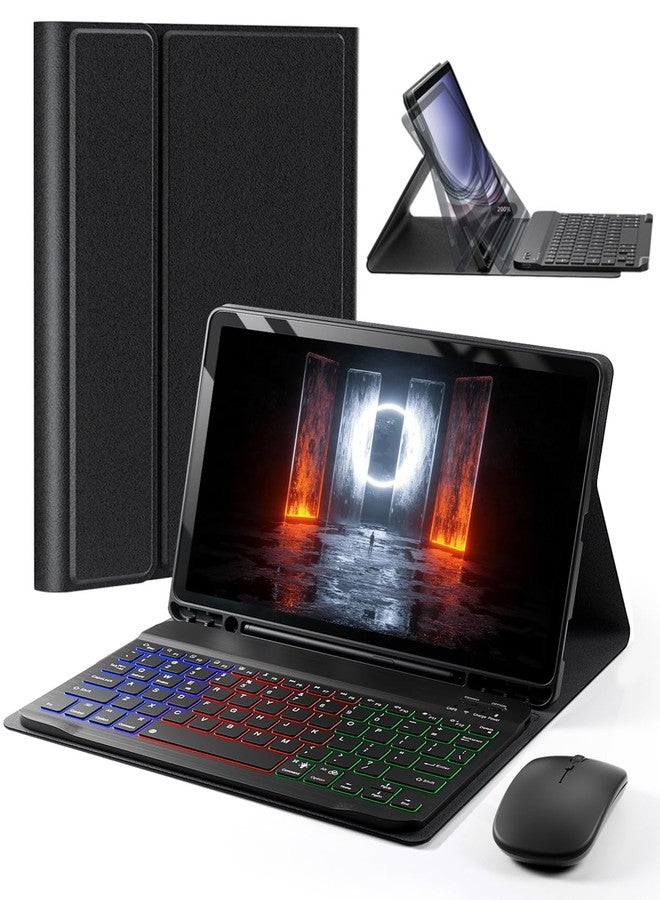 SAMTUNK for Tab A8 Case with Keyboard Samsung Galaxy Tab A8 10.5-inch 2021/2022 SM-X200, SM-X205 Dazzle Magic Keyboard Backlit Built-in Pencil Holder with Mouse Black - Image 1