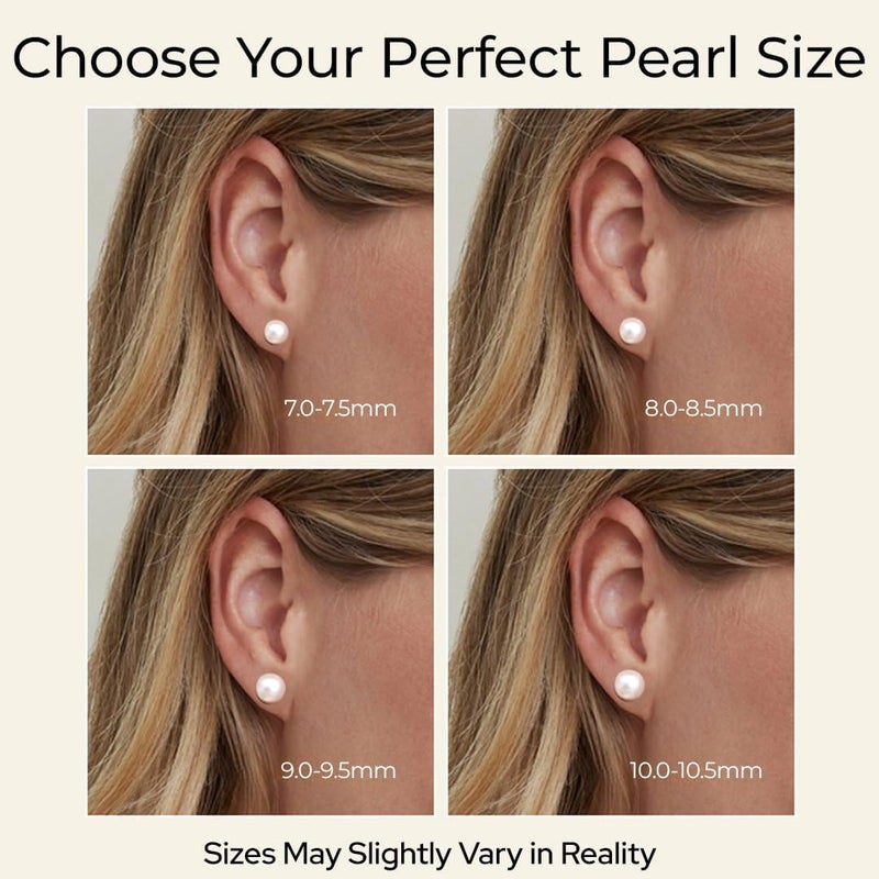 The Pearl Source أقراط من الفضة الاسترلينية المطلية بالذهب عيار 14 قيراط AAAA ذات جودة عالية مع لؤلؤة مياه عذبة حقيقية للنساء | أقراط مضادة للحساسية مع لآلئ مزروعة أصلية هدايا لؤلؤ للذكرى السنوية - Image 3